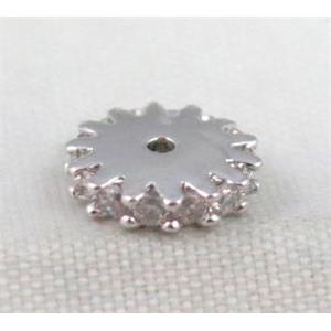 copper bead paved zircon, platinum plated, approx 8mm dia [FDZN447]