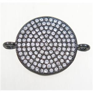 copper circle connector paved zircon, black plated, approx 15.5mm dia [FDZN4474]