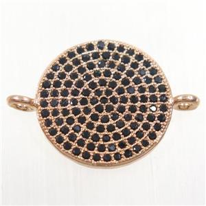 copper circle connector paved zircon, rose gold, approx 15.5mm dia [FDZN4476]