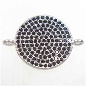 copper circle connector paved zircon, platinum plated, approx 15.5mm dia [FDZN4477]