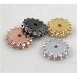 copper bead paved zircon, mixed color, approx 8mm dia [FDZN449]