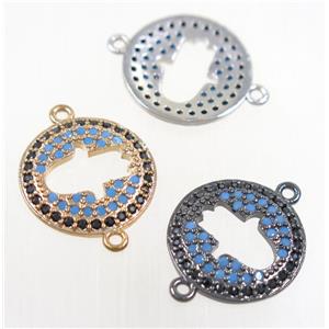 copper hamsahand connector paved zircon, mix color, approx 16mm dia [FDZN4499]