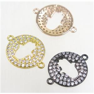 copper hamsahand connector paved zircon, mix color, approx 16mm dia [FDZN4503]