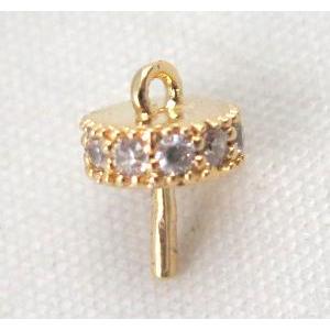 copper bail paved zircon, gold plated, approx 6x8mm [FDZN453]