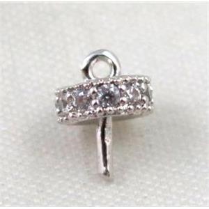 copper bail paved zircon, platinum plated, approx 6x8mm [FDZN454]