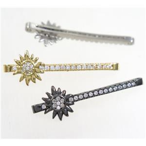 copper connector paved zircon, sunflower, mix color, approx 12-37mm [FDZN4560]
