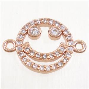 copper Emoji connector paved zircon, rose gold, approx 11.5mm [FDZN4607]
