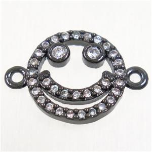 copper Emoji connector paved zircon, black plated, approx 11.5mm [FDZN4610]