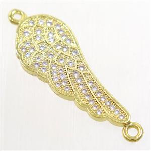 copper connector paved zircon, angel wing, gold plated, approx 11-26mm [FDZN4622]