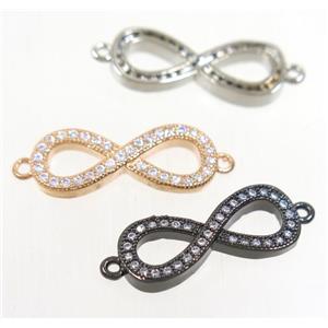 copper infinity connector paved zircon, mix color, approx 8.5x20mm [FDZN4637]