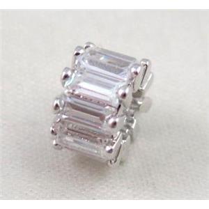 copper spacer bead paved zircon, platinum plated, approx 11mm dia, 5mm hole [FDZN467]
