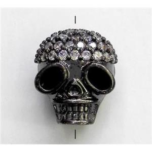 copper spacer bead paved zircon, skull, approx 10-12mm [FDZN471]