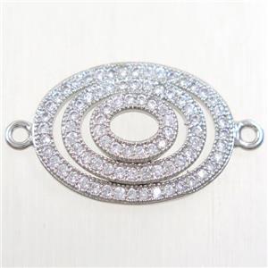 copper rebirth connector paved zircon, platinum plated, approx 15x20mm [FDZN4712]