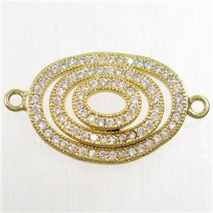 copper rebirth connector paved zircon, gold plated, approx 15x20mm [FDZN4713]