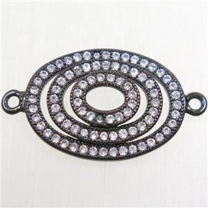 copper rebirth connector paved zircon, black plated, approx 15x20mm [FDZN4714]