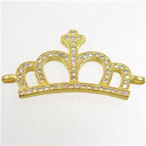 copper crown connector paved zircon, gold plated, approx 17-25mm [FDZN4723]