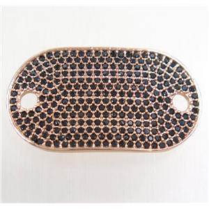 copper runway connector paved zircon, rose gold, approx 18x30mm [FDZN4726]
