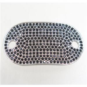 copper runway connector paved zircon, platinum plated, approx 18x30mm [FDZN4727]