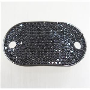 copper runway connector paved zircon, black plated, approx 18x30mm [FDZN4729]