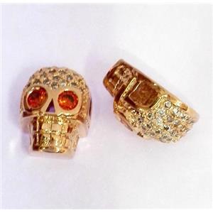 copper spacer bead paved zircon, skull, approx 10-14mm [FDZN474]