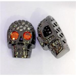 copper spacer bead paved zircon, skull, approx 10-14mm [FDZN475]