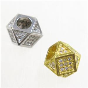 copper beads paved zircon, cube, mix color, approx 8mm, 4mm hole [FDZN4761]