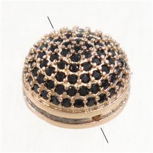 copper beads paved zircon, rose gold, approx 6.5x11.5mm [FDZN4763]
