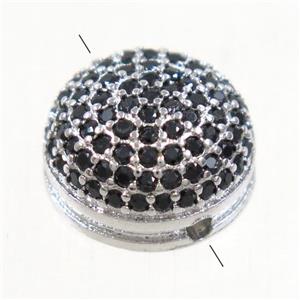 copper beads paved zircon, platinum plated, approx 6.5x11.5mm [FDZN4764]