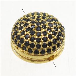 copper beads paved zircon, gold plated, approx 6.5x11.5mm [FDZN4765]