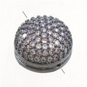 copper beads paved zircon, black plated, approx 6.5x11.5mm [FDZN4770]