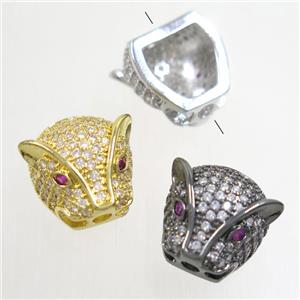 copper pantherhead beads paved zircon, mix color, approx 14mm [FDZN4805]