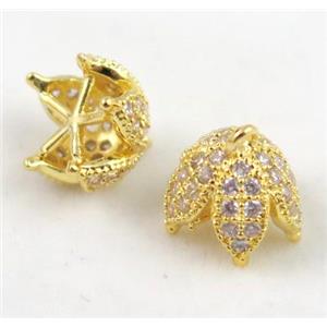 copper bassel bail paved zircon, gold plated, approx 9mm dia [FDZN481]