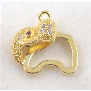 copper pendant paved zircon, gold plated, approx 12x12mm [FDZN482]