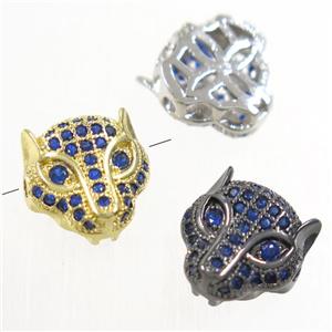 copper pantherhead beads paved blue zircon, mix color, approx 11mm [FDZN4827]