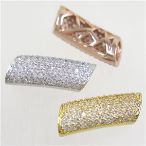 copper tube beads paved zircon, mix color, approx 8-20mm, 3x5mm hole [FDZN4837]
