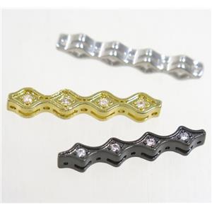 copper stick bead paved zircon, mix color, approx 4-25mm [FDZN4845]