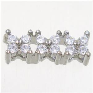 copper bead paved zircon, platinum plated, approx 5-14mm [FDZN4846]