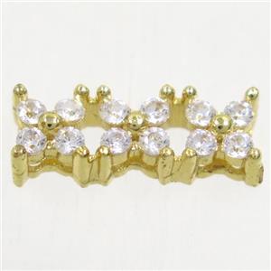 copper bead paved zircon, gold plated, approx 5-14mm [FDZN4847]