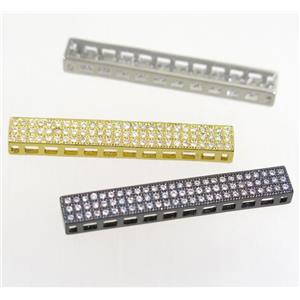 copper rectangle beads paved zircon, mix color, approx 5.5x37mm [FDZN4858]