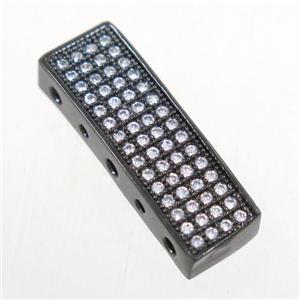 copper rectangle beads paved zircon, black plated, approx 7.5x22mm [FDZN4861]