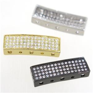 copper rectangle beads paved zircon, mix color, approx 7.5x22mm [FDZN4862]