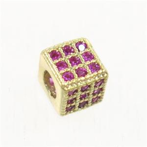 copper cube beads paved zircon, gold plated, approx 4.5x4.5mm [FDZN4870-4.5MM]