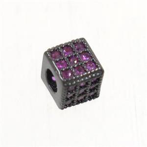 copper cube beads paved zircon, black plated, approx 4.5x4.5mm [FDZN4871-4.5MM]