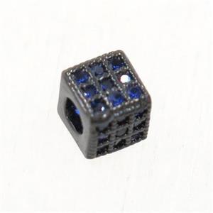 copper cube beads paved zircon, black plated, approx 4.5x4.5mm [FDZN4876-4.5MM]