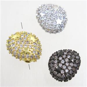 copper potato beads paved zircon, mix color, approx 12-14mm [FDZN4928]