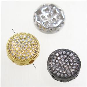 copper button beads paved zircon, mix color, approx 11.5mm dia [FDZN4953]