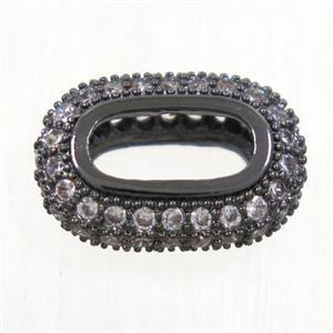 copper oval beads paved zircon, black plated, approx 7x11mm [FDZN4957]