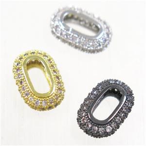 copper oval beads paved zircon, mix color, approx 7x11mm [FDZN4958]