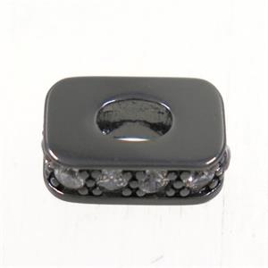 copper rectangle beads paved zircon, black plated, approx 6.5x9.5mm [FDZN4962]