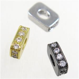copper rectangle bead paved zircon, mix color, approx 6x10mm [FDZN4963]